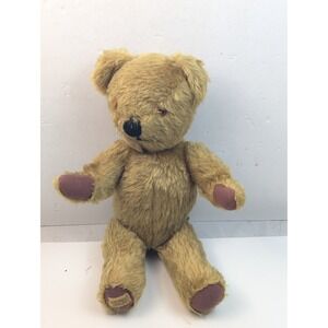 VTG Merrythought Teddy Bear Mohair Jointed 16" Ironbridge Shropshire England Tag